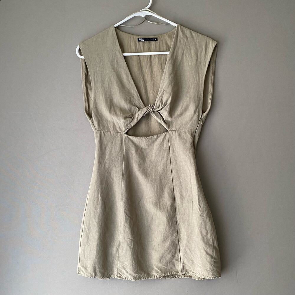 Zara Beige Cutout Mini Dress